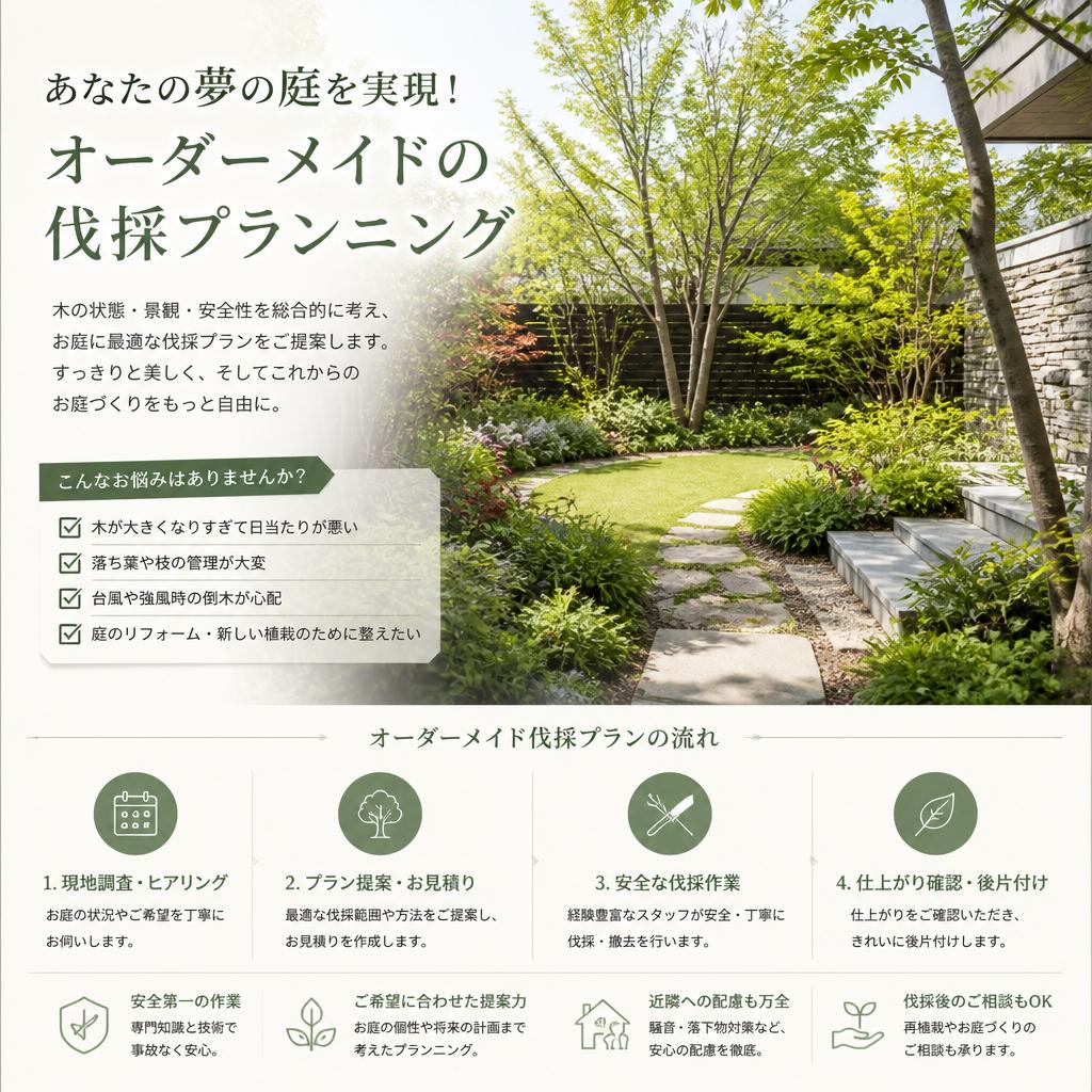 あなたの夢の庭を実現！オーダーメイドの伐採プランニング