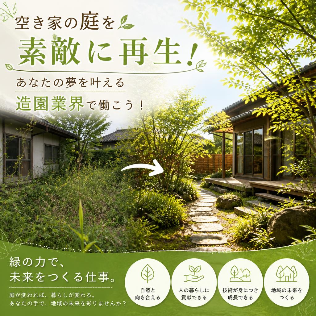 空き家の庭を素敵に再生！あなたの夢を叶える造園業界で働こう！